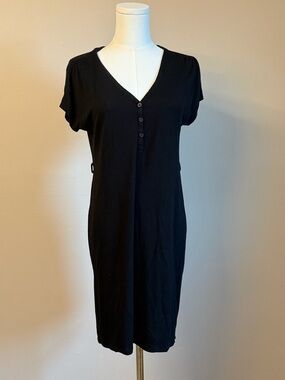 Old Navy Women's Black V-Neck Button-Front Midi Dress Small